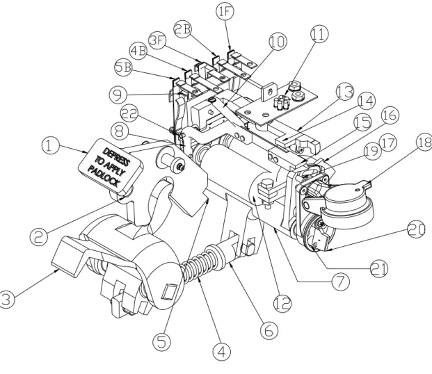 Figure 1-1. Operating Parts of Model 10A Switch Lock Shown Locked in Normal Position        Section 1 