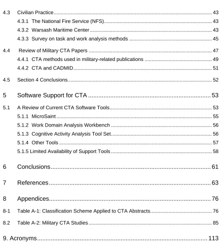 Table A-1: Classification Scheme Applied to CTA Abstracts...........................................
