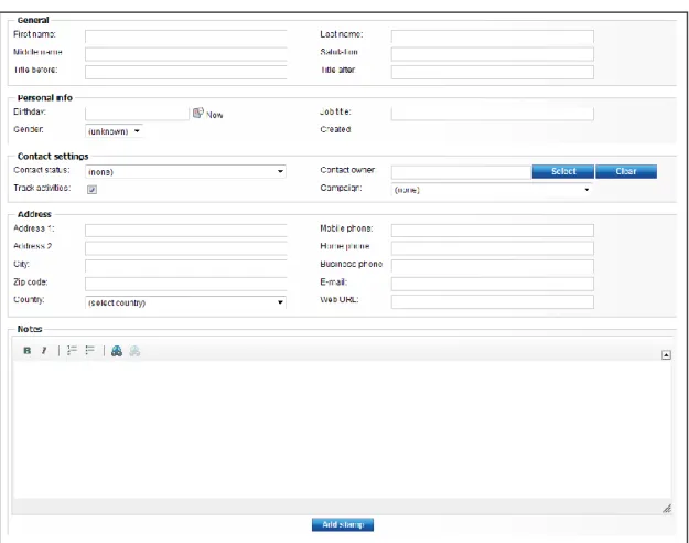 Figure 11 - Create Contact Interface 