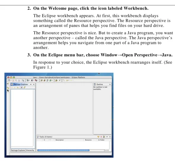 Figure 1: Opening the Java perspective for the very first time. 