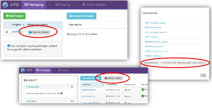 Figure 13 Network Share folders links to upload and download 