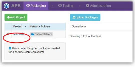 Figure 5 Packaging Dashboard, Projects List 