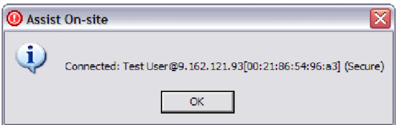 Figure 11. Information window with the support engineer's details