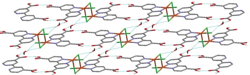 Fig. 2The stepped chains in 1 generated through the carboxylic acid interaction (O4–H4A…O1)