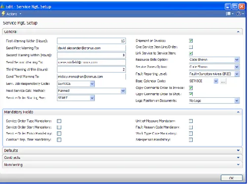 FIGURE 2.4 THE MANDATORY FIELDS FASTTAB IN THE SERVICE MGT. 