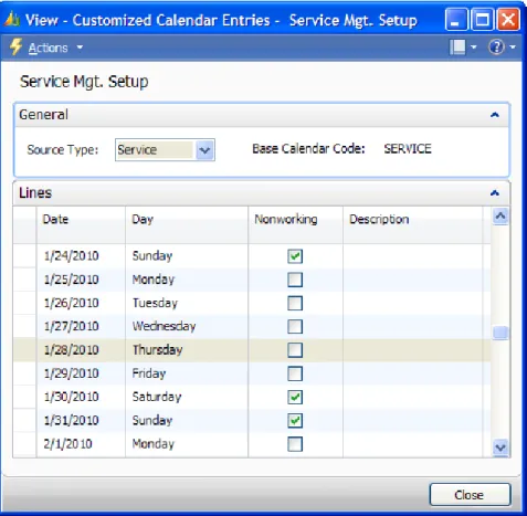 FIGURE 2.3 THE CUSTOMIZED CALENDAR ENTRIES WINDOW 