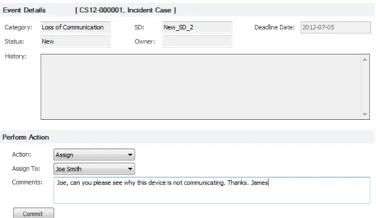 Figure 6: Assign event and comment