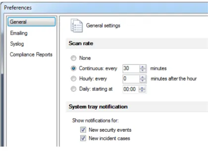 Figure 15: General tab to set scan frequency (default settings shown)