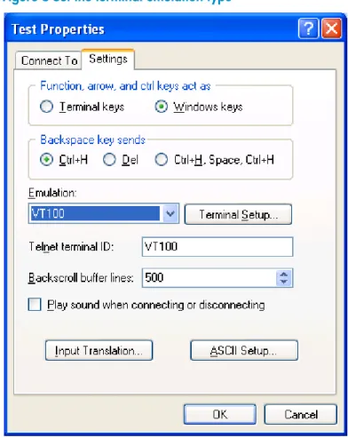 Figure 8 Set the terminal emulation type 