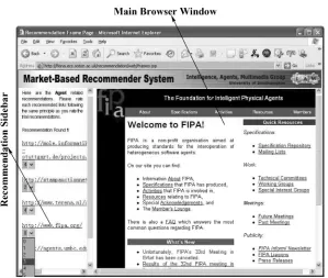 Fig. 1.Browser with recommendations. The main window displays the user’s current context (thepage being viewed)