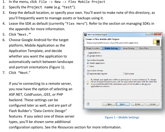 Figure 1 – Mobile Settings 
