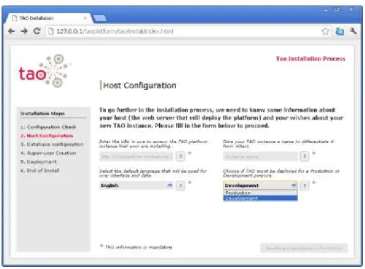 Figure f.  Host configuration page, working environment selection 