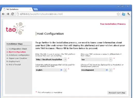 Figure g.  Host configuration page, data ready to proceed next step  