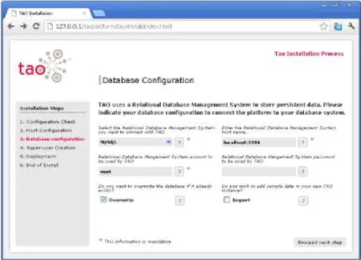 Figure l.  Database configuration page, data ready to proceed next step  