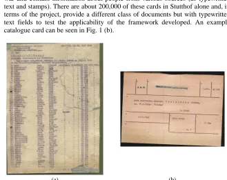 Fig. 1. (a) Example of a transport list. (b) Example of a catalogue card. 