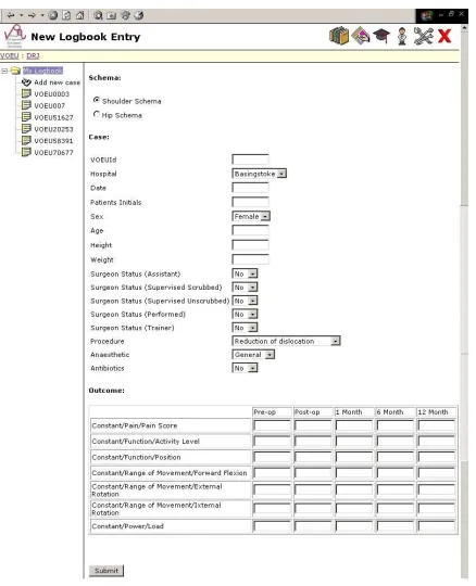 Figure 5: Entering new case data using input formgenerated from data schema.