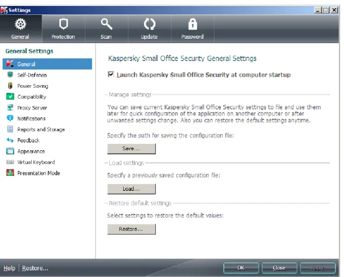 Figure 4. Configuring Kaspersky Small Office Security settings 
