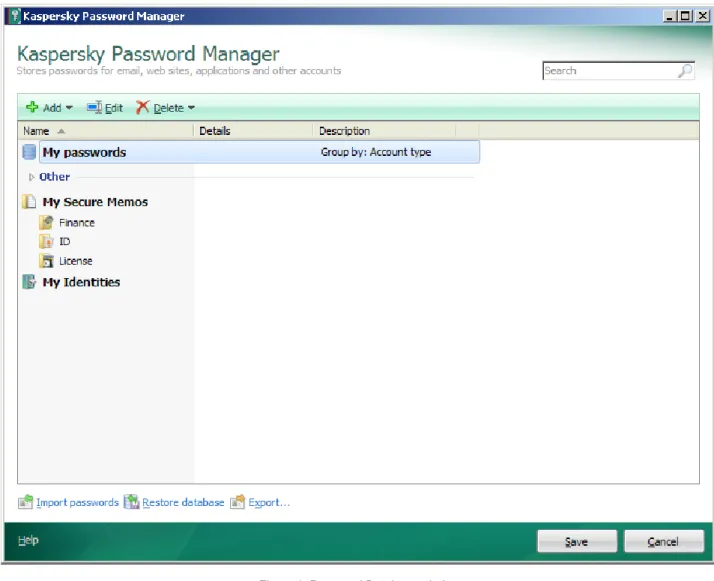 Figure 1. Password Database window 