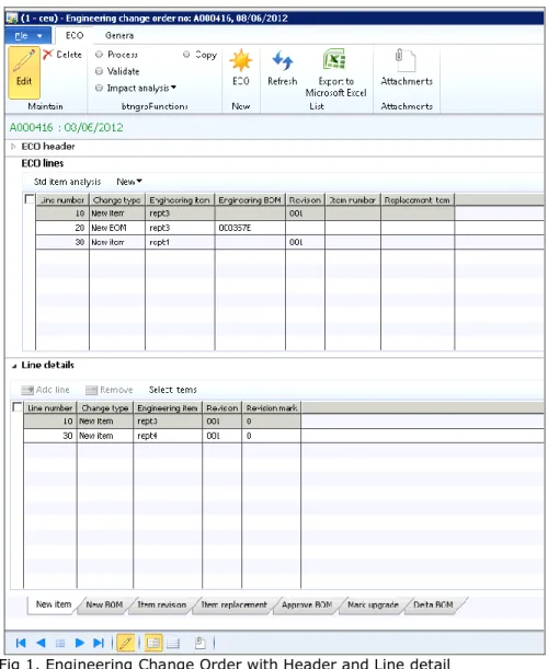 Fig 1. Engineering Change Order with Header and Line detail
