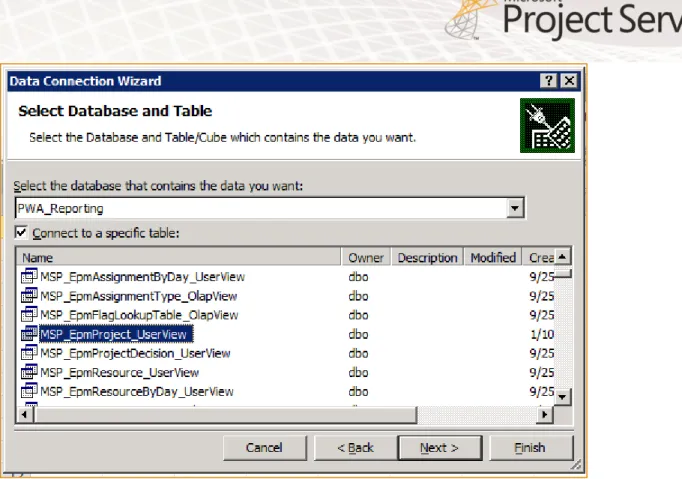 Figure 6: Select the Database Table 