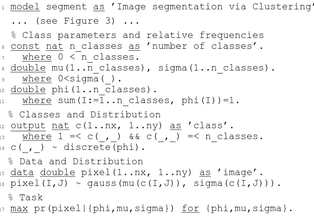 FIGURE 5.AUTOBAYES-speciﬁcation for image segmentation model.