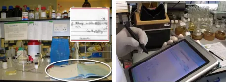 Figure 1. The old and the new: Paper and digital lab books. 