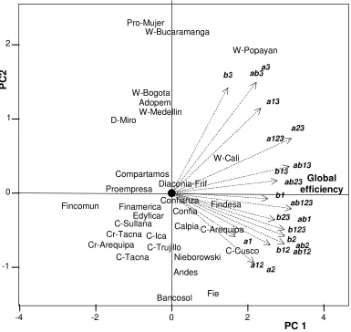 Figure 1. PC1 versus PC2. Profit lines.  