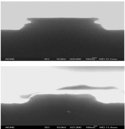 Fig. 2. SEM before and after epi-channel growth.
