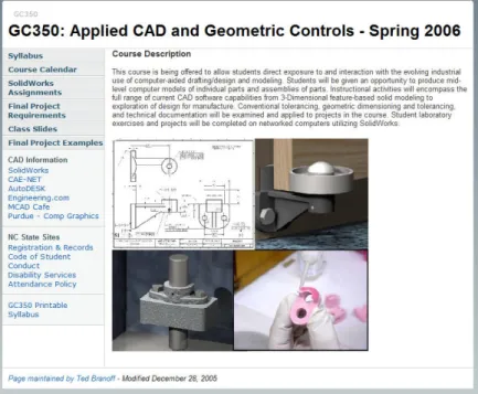 Figure 8. Delivering Information, Content and CAD Tutorials Through Web Pages. 