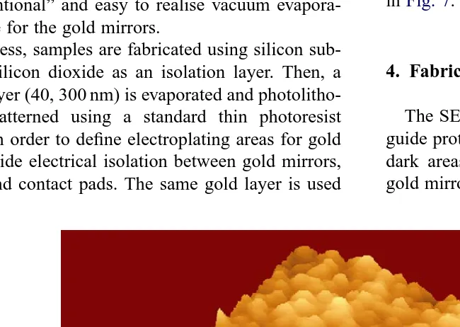 Fig. 11. SEM side view of electroplated 6 �m high gold wires.