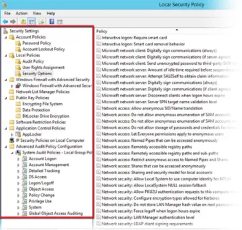 Figure 3: Windows Security and Audit Policy  comprises hundreds of settings to mitigate  vulnerabilities - but they must be configured  correctly to be effective