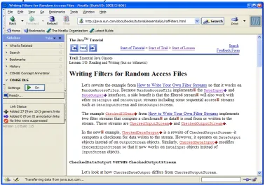 Figure 4: The COHSE interface: coloured diamonds denote links generated by the system for the reader 