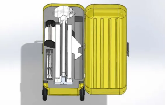 Figure 7. Wind turbine disassembled and packed into its case. 