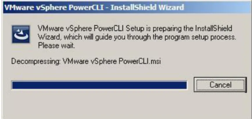 Figure 20. Starting the VMware vSphere PowerCLI Installation  3.  Click “Next” to begin the Installation Shield Wizard