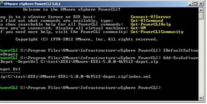 Figure 31. Add ESXi 5.0 Installation Depot to Image Profile  4.  Type the command $DefaultSoftwareDepots 