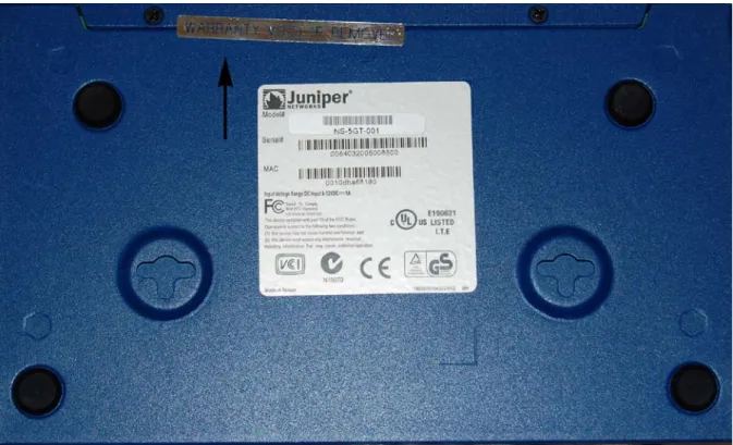 Figure 2: Underside of the NS-5GT, with location of tamper evident seal   