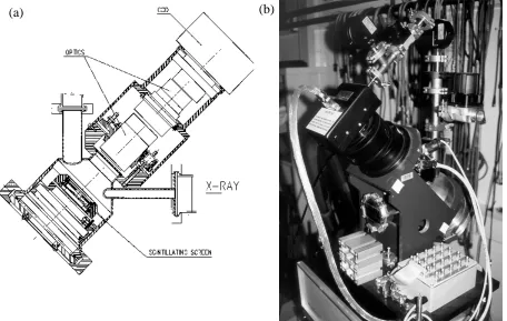Figure 5.  The position sensitive detector at the ERSF (a) schematic drawing, (b) picture