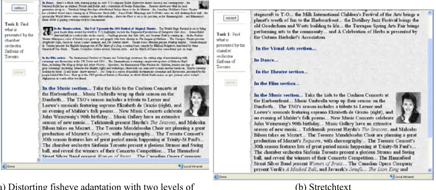 Figure 4. A page adapted by the two tested techniques