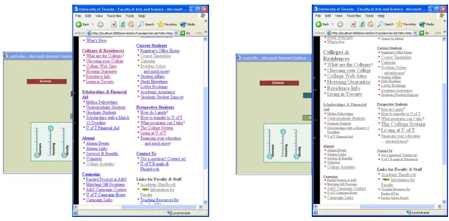 Figure 5. The same page under two different instances of the user model