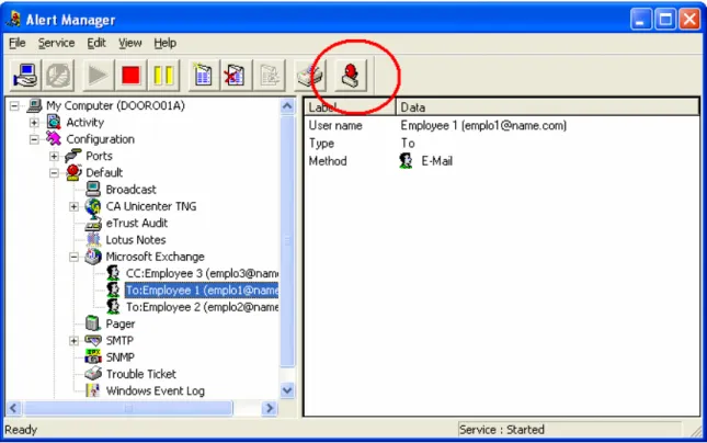 Fig. 11. Alert manager with SendTestMessage-button available  