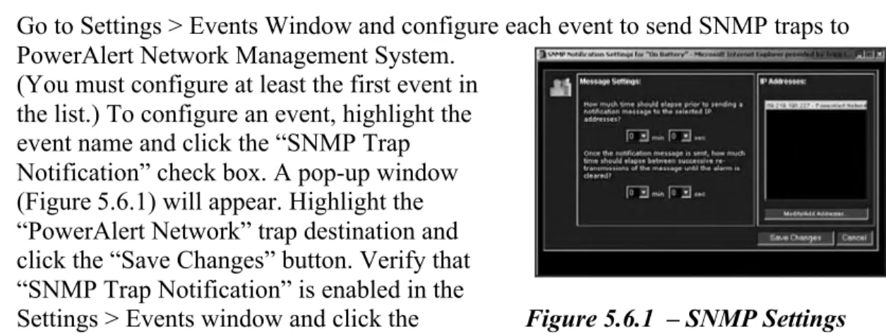 Figure 6.6.2: SNMP Settings Window
