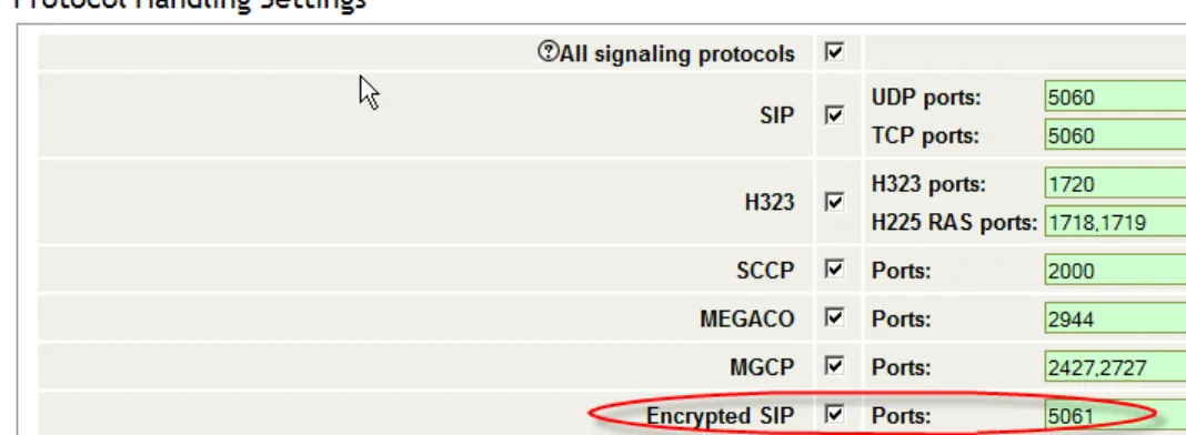 Figure 3-3   “Encrypted SIP” Setting in the VoIP Web UI