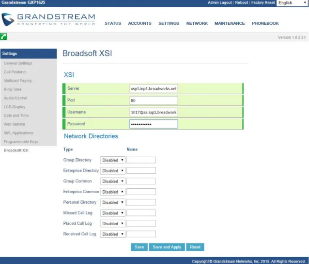 Figure 2: Web-GUI – Broadsoft Directories Feature Show on the Phone 