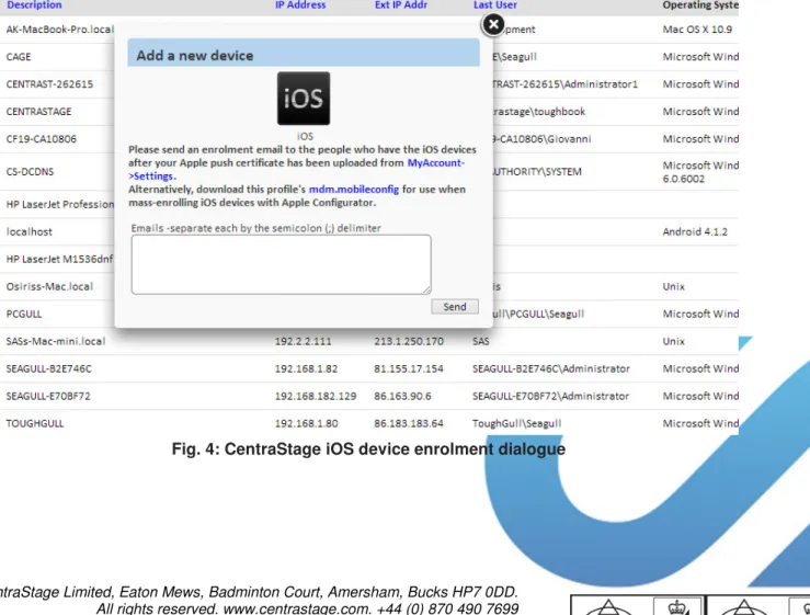 Fig. 4: CentraStage iOS device enrolment dialogue
