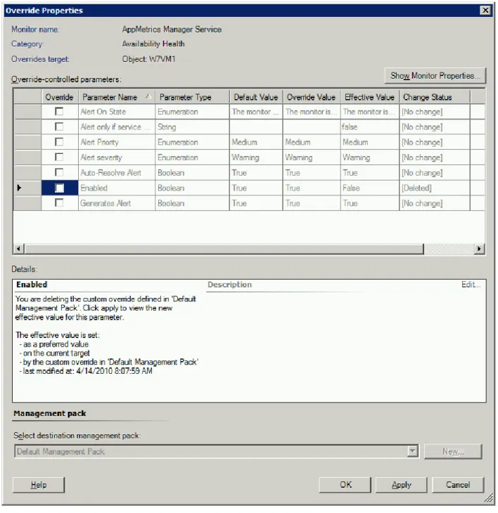 Figure 28 - Object Properties Monitor Enabled 