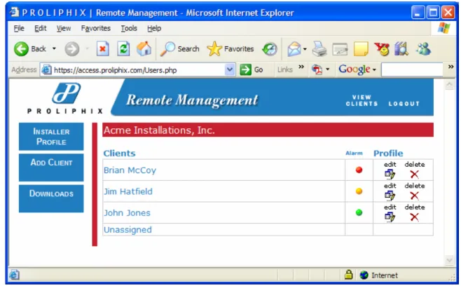 Figure 4 – Client List Page 
