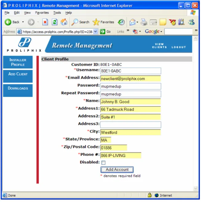 Figure 6 – Add Client Page 