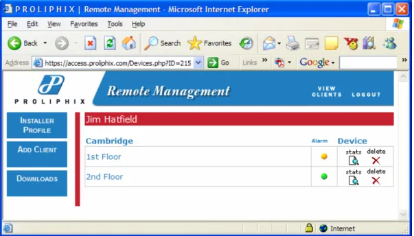 Figure 8b – Device List (Hatfield) 
