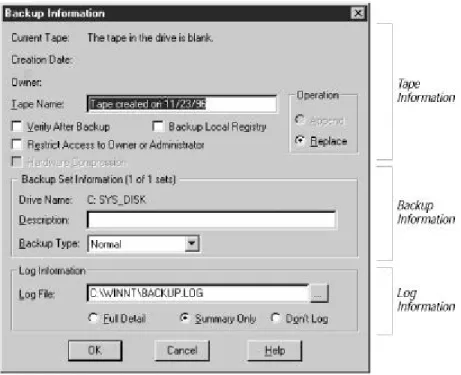 Figure 7-2 Backup Information dialog window  