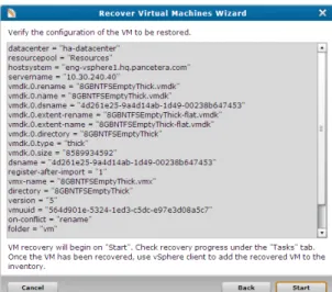 Figure 8  Starting a Recovery  for a VM